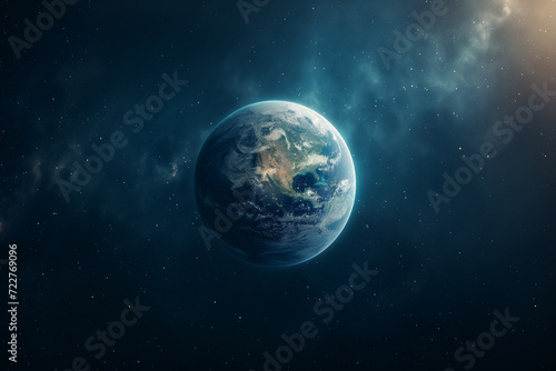 Earth in universe. Earth's day concept background. Copy Space.