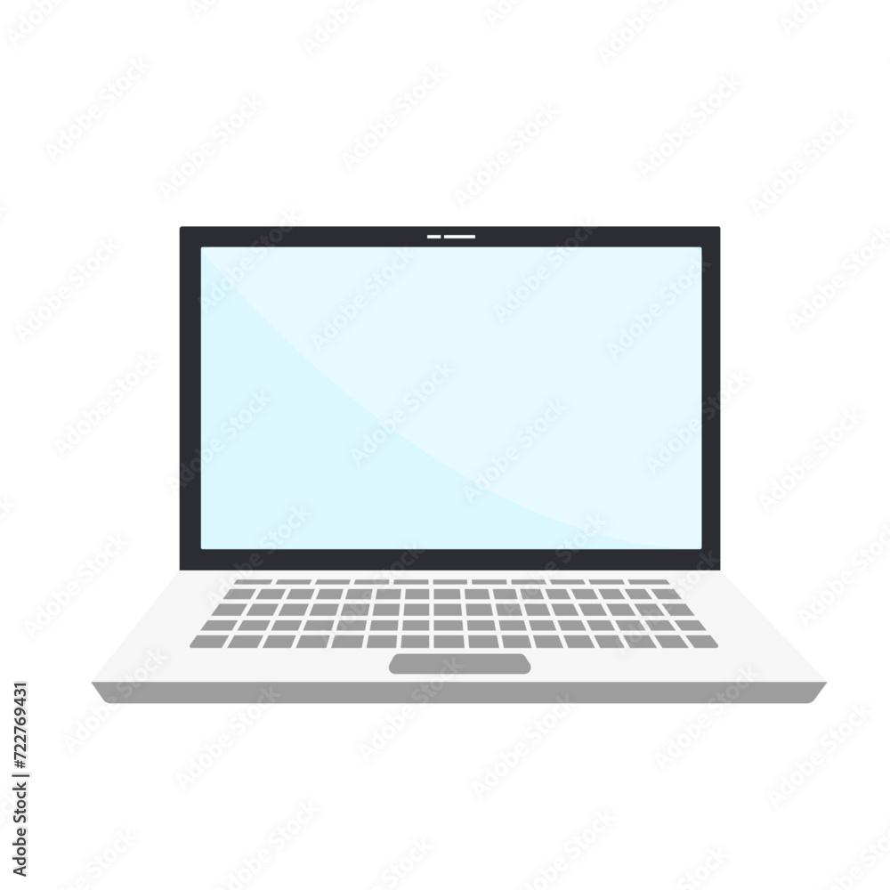 Laptop vector in flat style. Computer with empty screen, blank copy space on computer. Laptop front view. Vector illustration Laptop vector in flat style. Computer with empty screen, blank copy space on computer. Laptop front view. Vector illustration