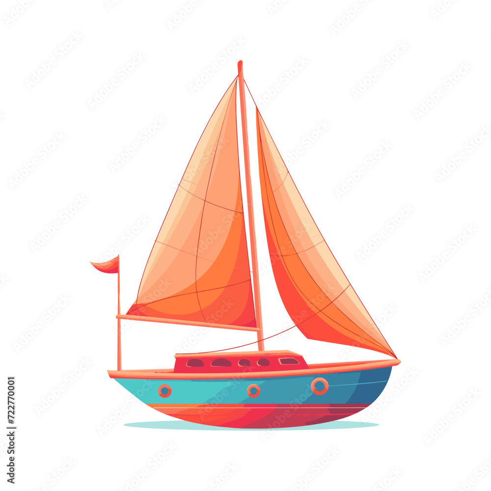 Sail boat isolated on white background. Vector illustration.