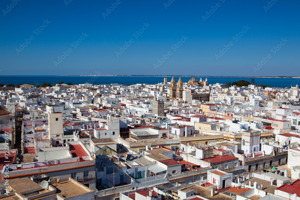 View from Torre Tavira tower of the ancient sea city of Cadiz