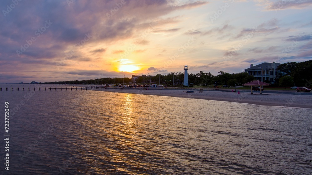 Sunset on the beach at Biloxi, Mississippi