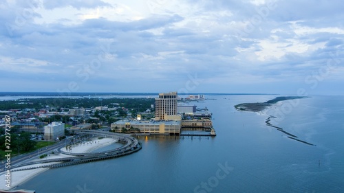 Biloxi, Mississippi waterfront at twilight