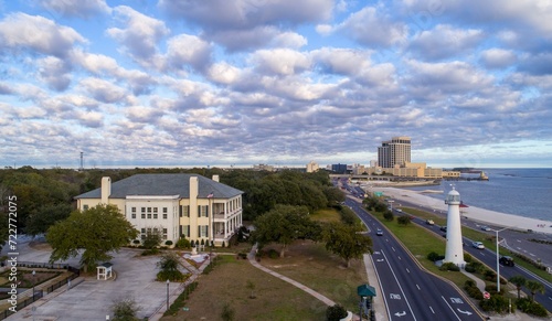 Foto Drone photography of the Biloxi, Mississippi waterfront