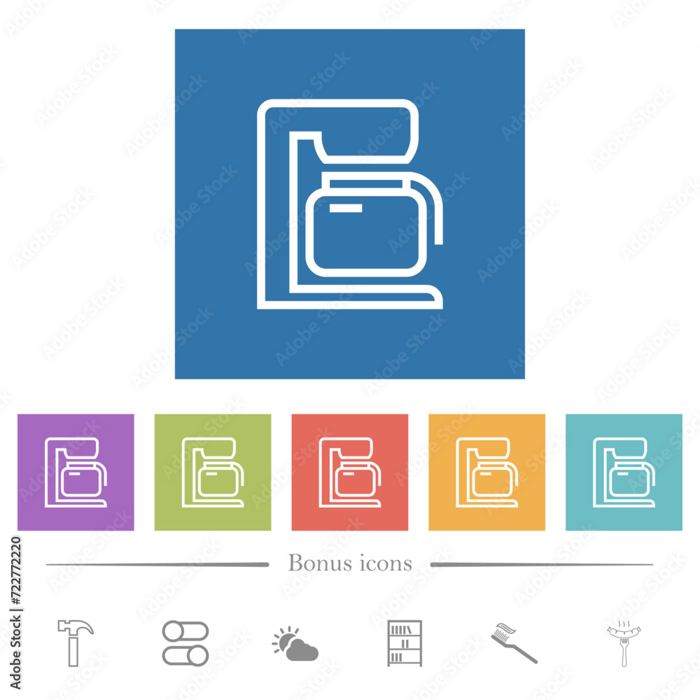 Coffeemaker outline flat white icons in square backgrounds Coffeemaker outline flat white icons in square backgrounds
