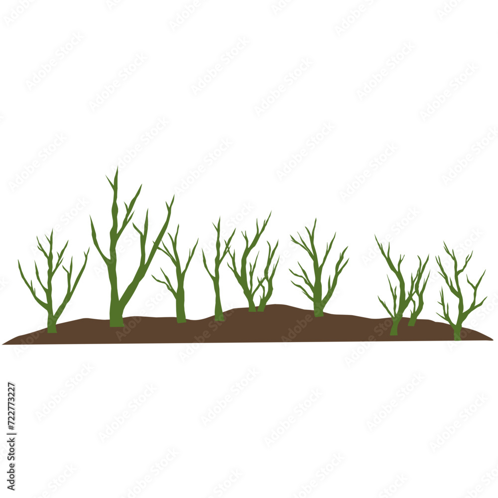 Fototapeta premium Illustration of a Mound of Land with Dry Trees