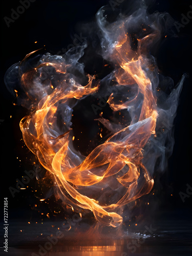 Essence of fire intertwined with water droplets background