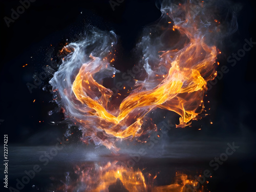 Essence of fire intertwined with water droplets background