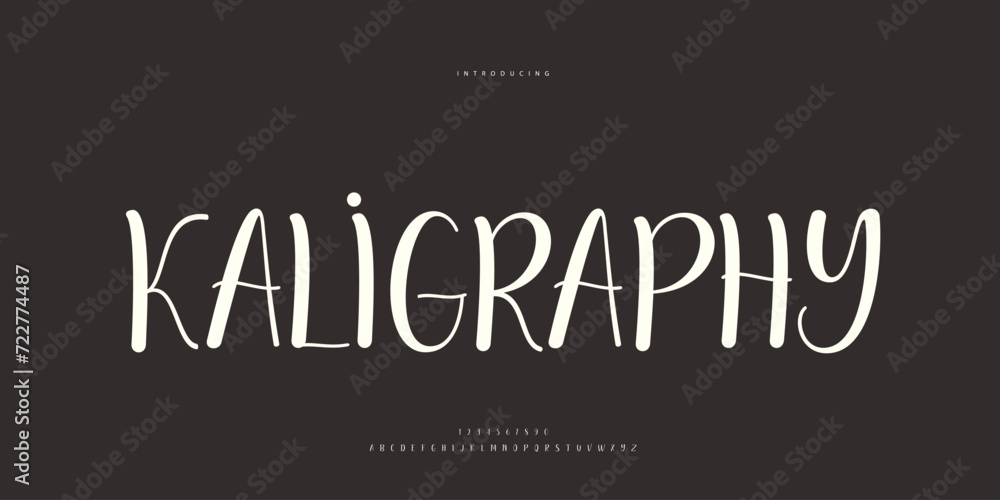 Fototapeta premium Abstract Fashion font alphabet. Minimal modern urban fonts for logo, brand etc. Typography Calligraphy typeface uppercase lowercase and number. vector illustration