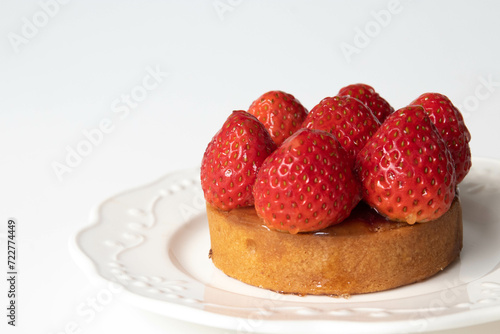 Sweet Strawberry Tart on white background