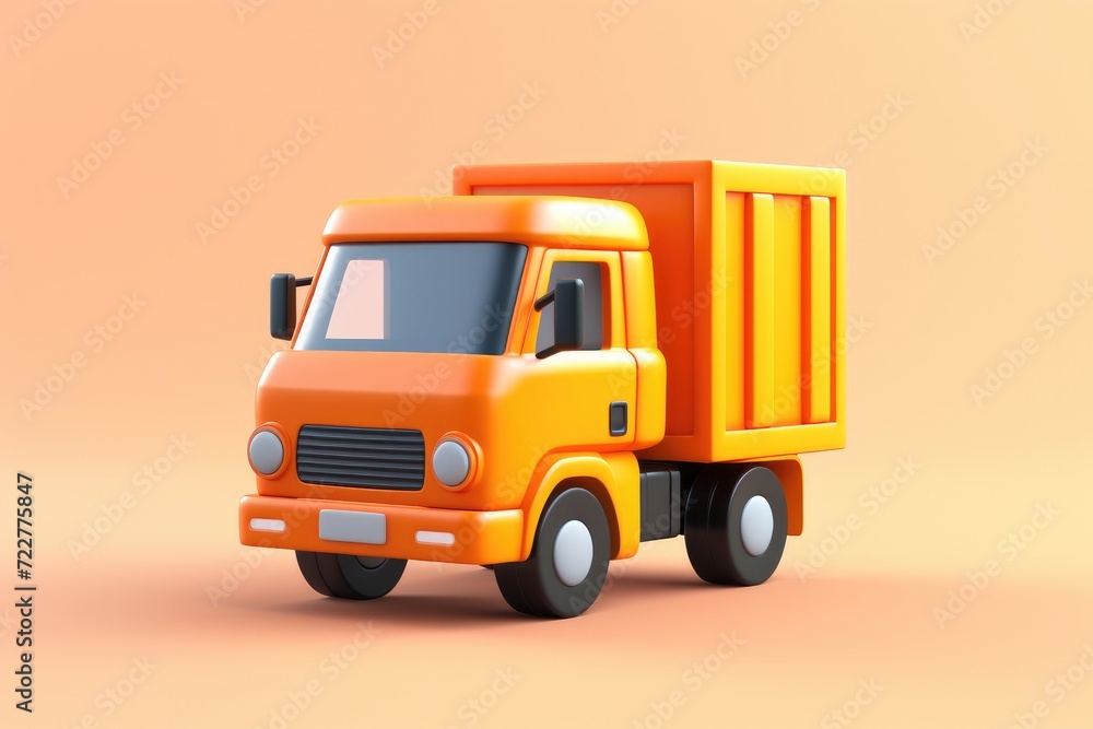 Little truck 3D render shipping delivery icon isolated on clean studio background Little truck 3D render shipping delivery icon isolated on clean studio background