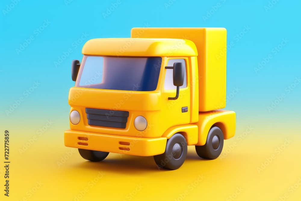 Little truck 3D render shipping delivery icon isolated on clean studio background