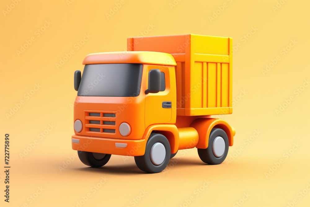 Little truck 3D render shipping delivery icon isolated on clean studio background Little truck 3D render shipping delivery icon isolated on clean studio background