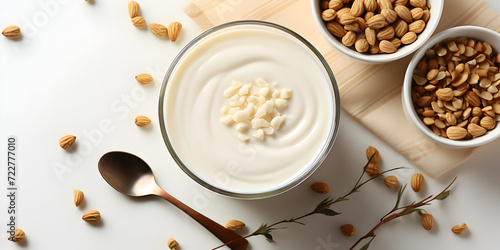 yogurt with nuts in glass