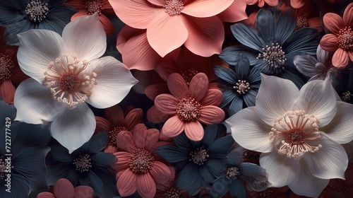 Animated flower background. Moving textured flowers, generative ai 