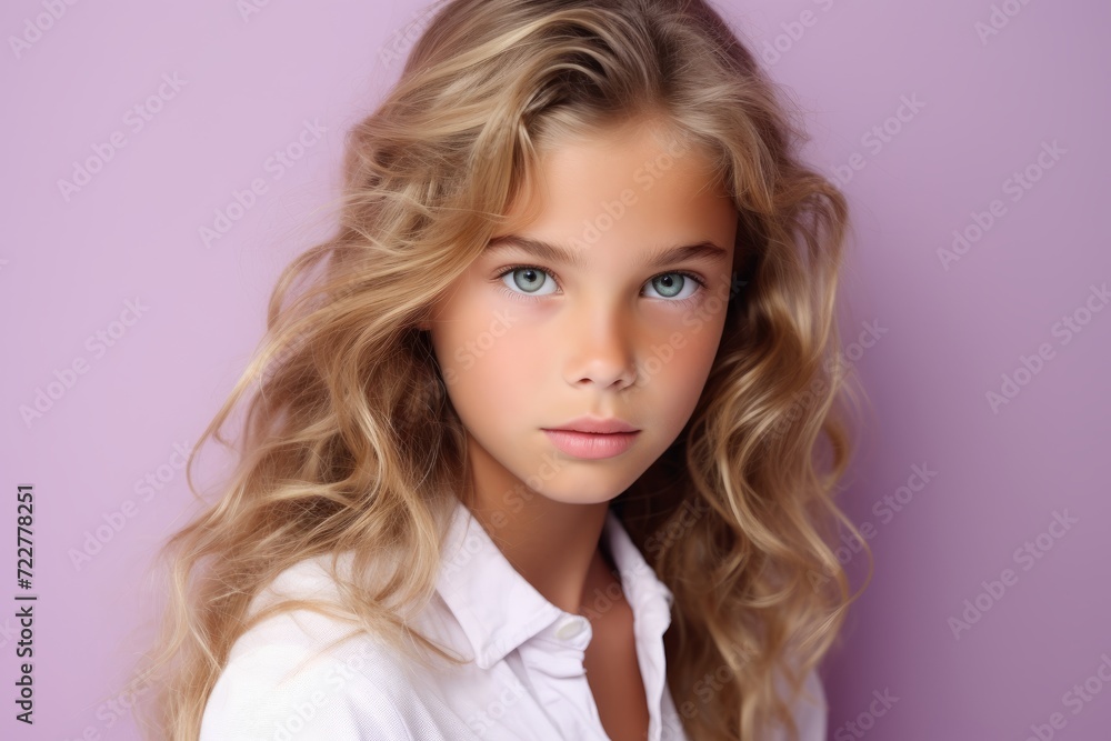 Portrait of a beautiful young girl with blond hair. Studio shot. Portrait of a beautiful young girl with blond hair. Studio shot.