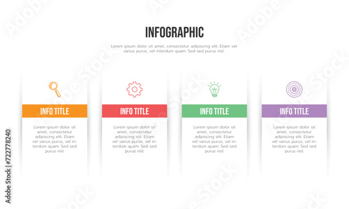 Vector Infographic Glossy circle label design template with icons and 4 options or steps.