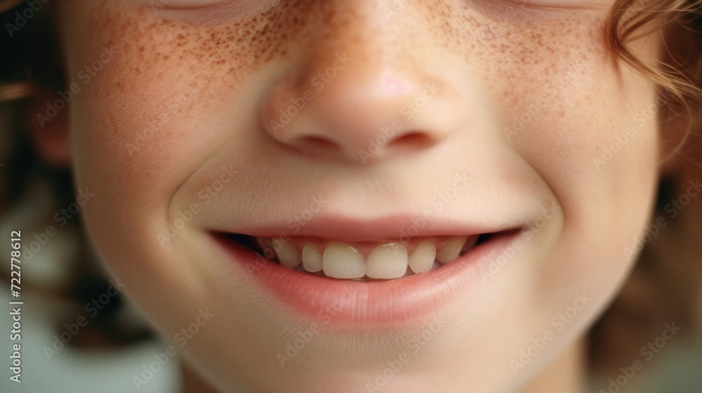 Young boy with freckles is smiling to the camera extreme close up Young boy with freckles is smiling to the camera extreme close up