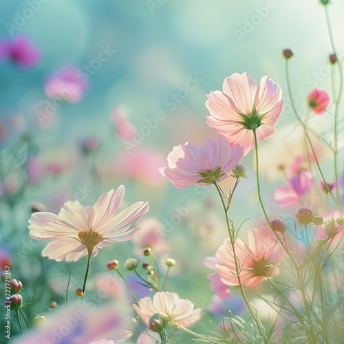 Tranquil Meadow: Flowers Blooming in a Spectrum of Colors © Sekai