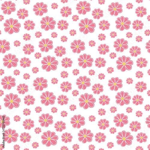 Blooming spring seamless pattern vector illustration. Cute pink flowers background. Floral print for textiles, paper, packaging, spring summer collection