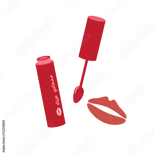 赤いリップとキスマークのベクターイラスト