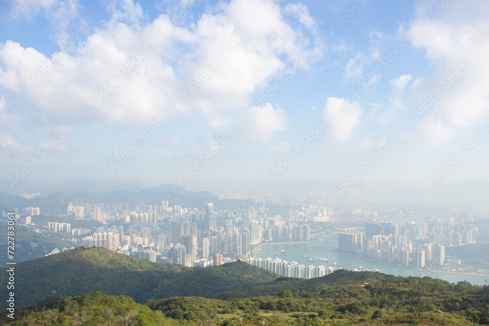 Fototapeta premium Panoramic view at Shek Lung Kung in Autumn , New Territories, Hong Kong