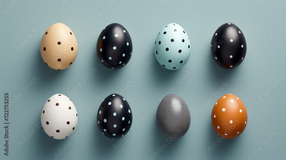 A composition of colorful festive Easter eggs
