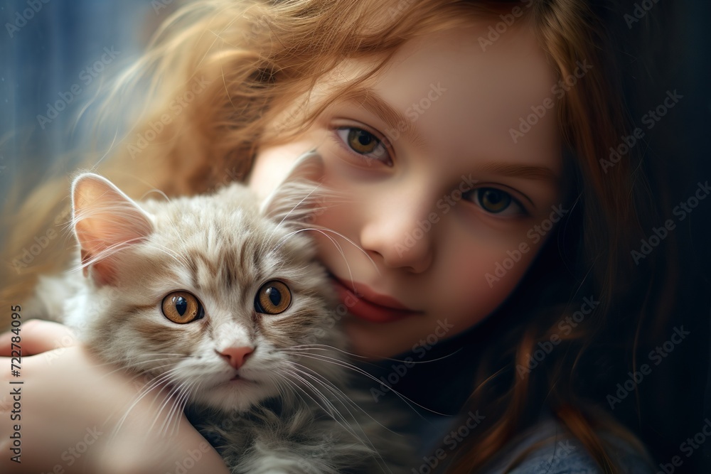 selective shot of a girl holding a cat generative ai selective shot of a girl holding a cat generative ai
