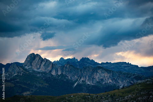 Panoramic view from the top of the Giau Pass  Dolomites   South Tyrol  Italy.