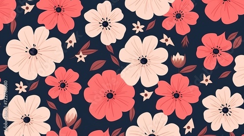 Animated flowers seamless pattern. Retro bouquet. Repeated motion graphic background. Looped animation. Color cartoon style  generative ai 
