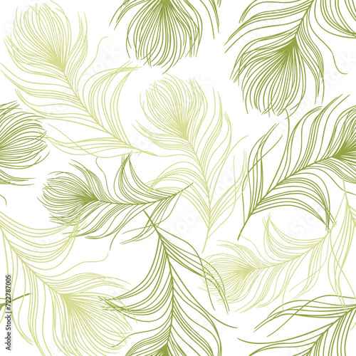 Seamless Feather Pattern On White Background © DC Designs