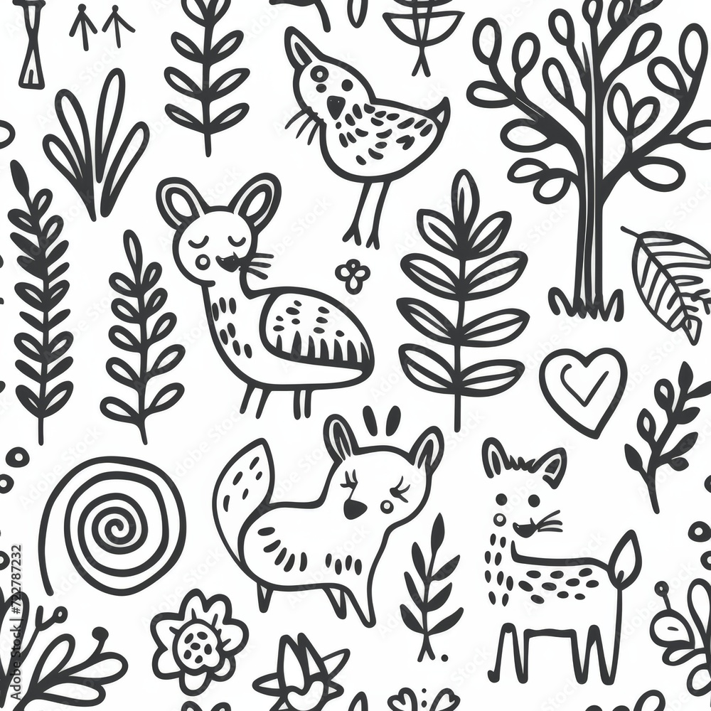 Whimsical Nature and Animals Pattern Whimsical Nature and Animals Pattern