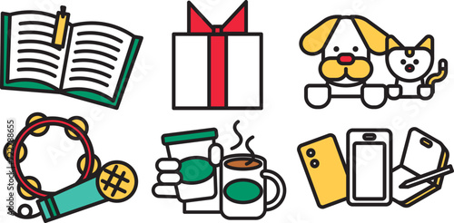 シンプルな線画のアイコンセットBのイラスト