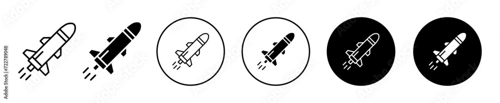 Missile vector icon set collection. Missile Outline flat Icon. Missile vector icon set collection. Missile Outline flat Icon.