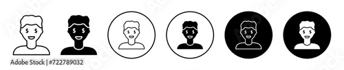 Greed vector icon set collection. Greed Outline flat Icon.