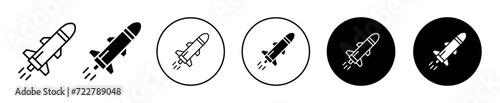 Missile vector icon set collection. Missile Outline flat Icon.