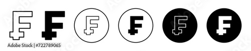 Swiss franc currency  vector icon set collection. Swiss franc currency  Outline flat Icon.