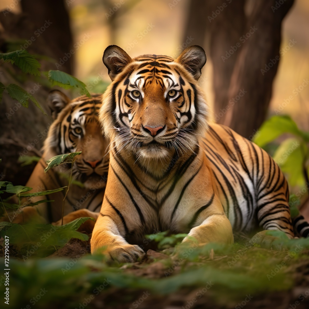 medium shot of tiger in the nature habitat generative ai medium shot of tiger in the nature habitat generative ai