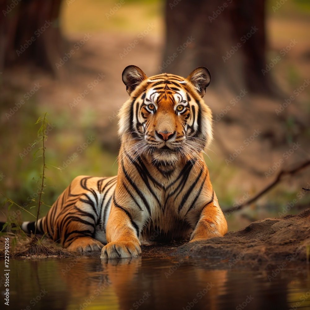 medium shot of tiger in the nature habitat generative ai medium shot of tiger in the nature habitat generative ai