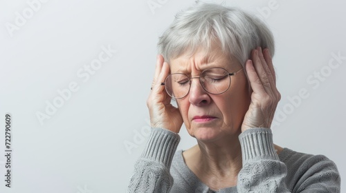 Isolated on a White Background, Expressing Migraine Headache, Stress, Sickness, and Fatigue