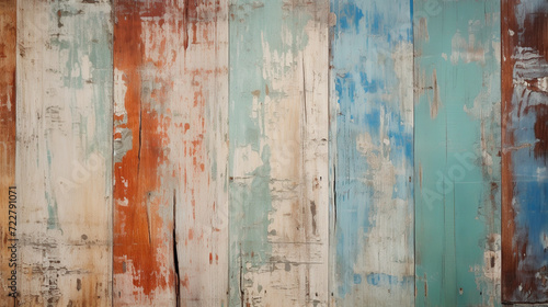 Turquoise light blue colored wood planks background texture. © alexkich