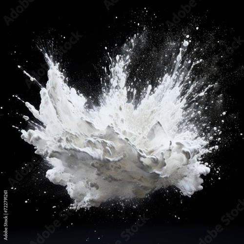 Dramatic White Powder Explosion: High-Impact Visual on Black Background