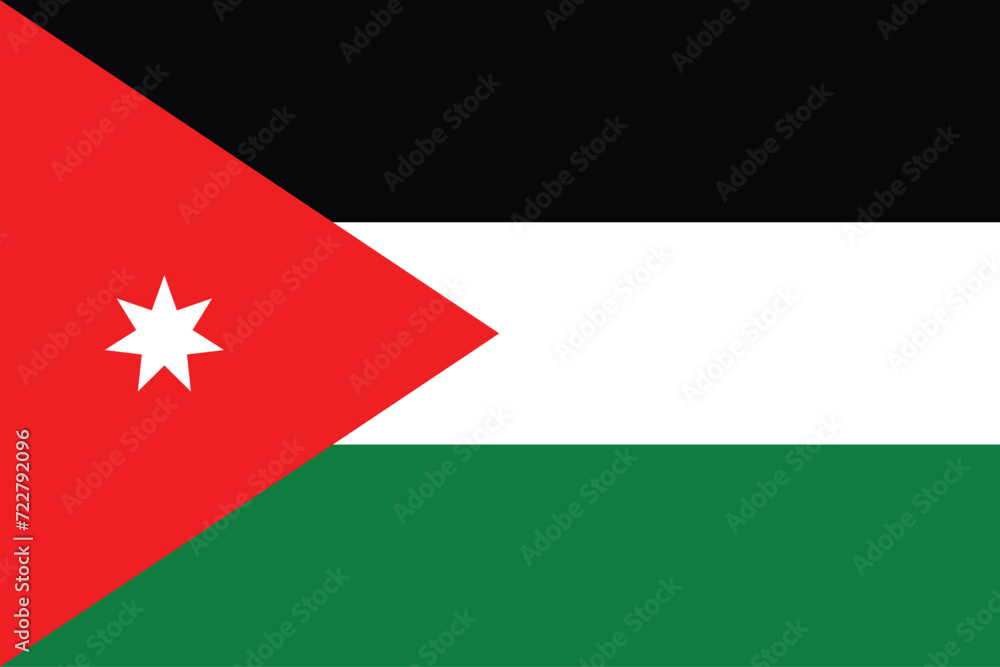 Flags of Jordan. Flat element design. National Flag. White isolated background Flags of Jordan. Flat element design. National Flag. White isolated background