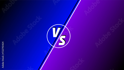 White versus text with circle over double text screen with dark blue and purple partition separating concepts for comparison presentation background.