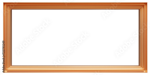 Empty picture frame on wall, white transparent, 3d render, PNG