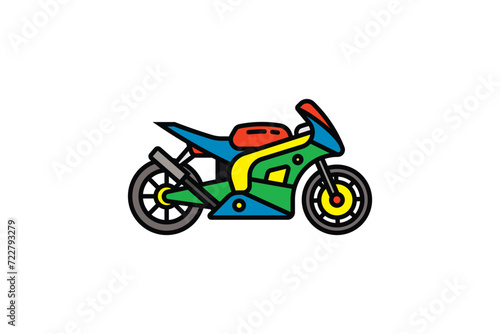 Original vector illustration. The contour icon of a racing sports motorcycle. Superbike. © artmarsa