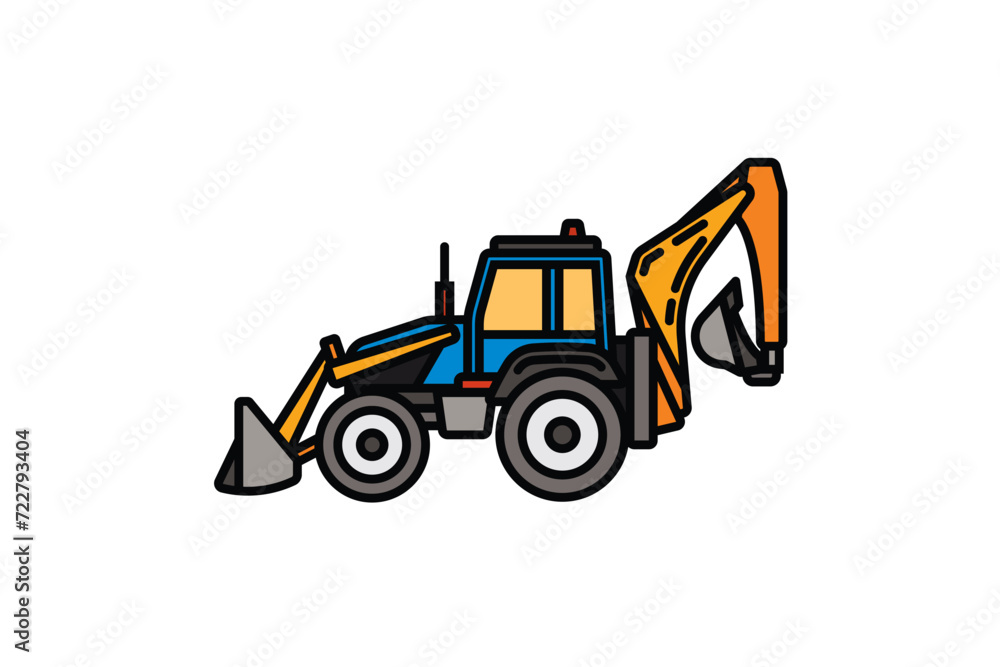 Original vector illustration. Contour icon of a tractor on wheels, for agricultural and industrial purposes. Original vector illustration. Contour icon of a tractor on wheels, for agricultural and industrial purposes.