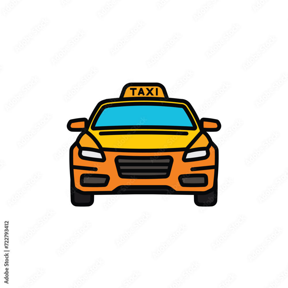 Original vector illustration. A taxi car. A contour icon. Original vector illustration. A taxi car. A contour icon.