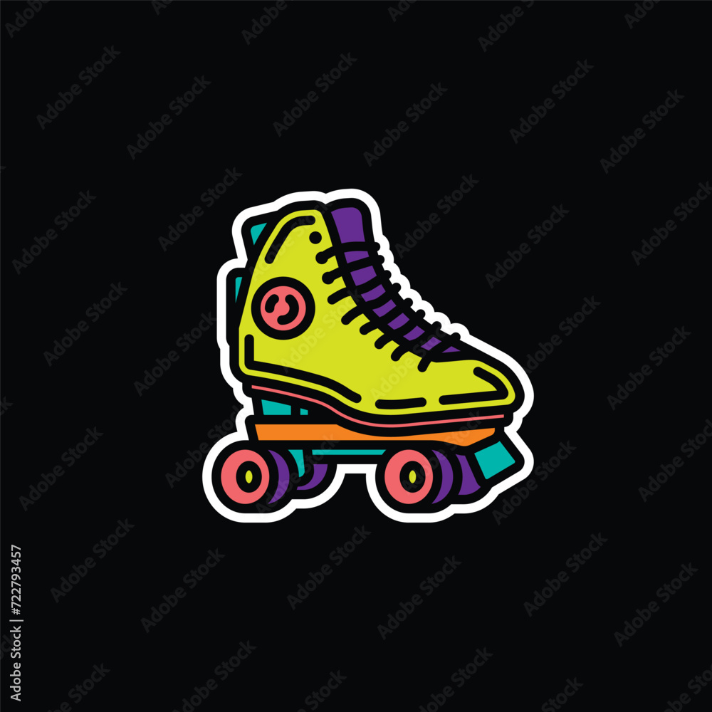 Original vector illustration. A contour icon. Vintage roller skates.