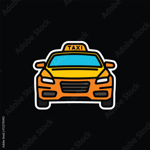Original vector illustration. A taxi car. A contour icon.