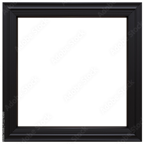 Empty picture frame on wall, white transparent, 3d render, PNG